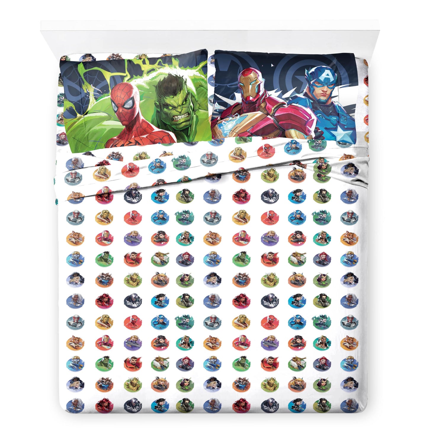 Jay Franco Kids Comforter Set Includes Sheets and Pillow Covers - Soft and Cozy Bed Set for Stylish Room Decor, Official Licensed Bedding, Multi - Marvel Rivals, 7 Piece Queen