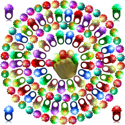 Sosation 100 Pcs Halloween Light up Ring LED Flashing Ring Halloween Party Favors Glow in The Dark Bumpy Jelly Finger Light up Blinking for Kids Carnival Party Supplies(Colorful)