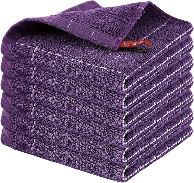 Homaxy 100% Cotton Terry Kitchen Dish Cloths, Ultra Soft and Absorbent Dish