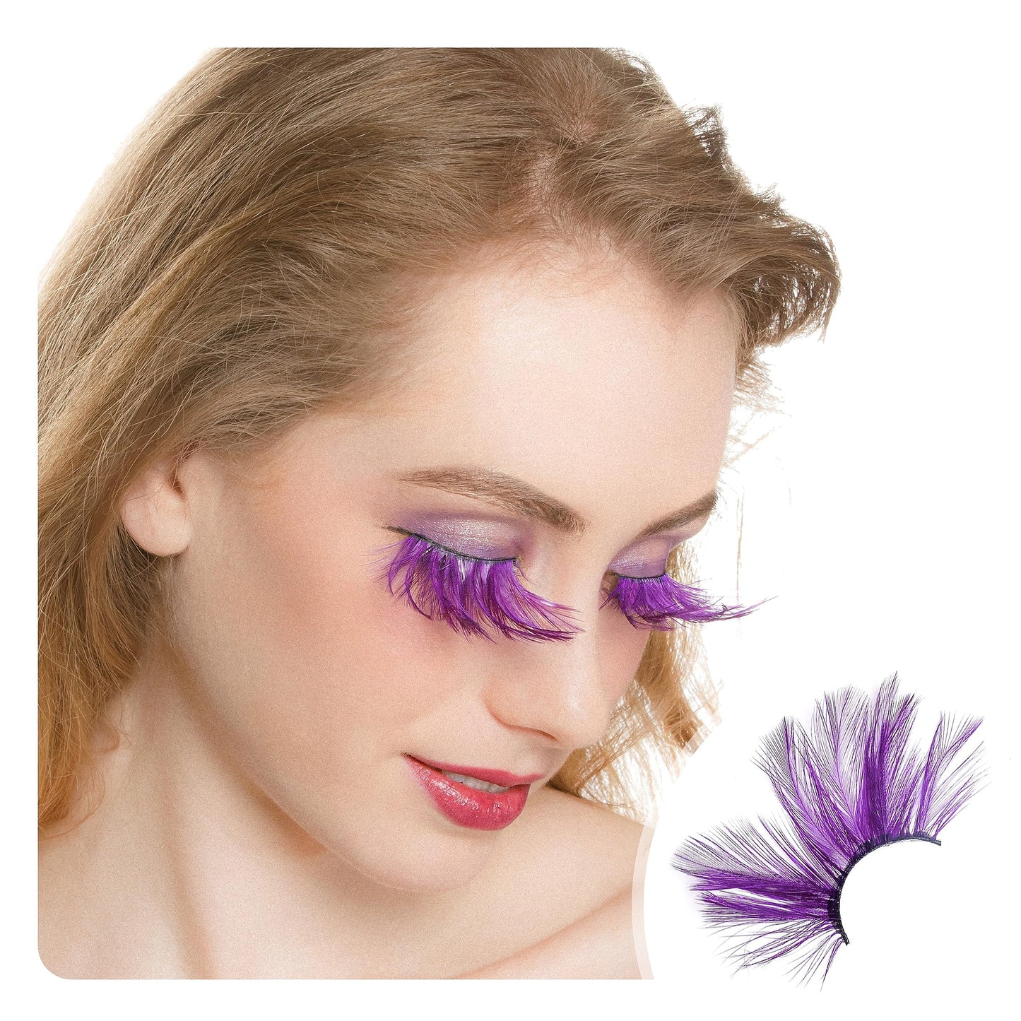 Dorisue Huge lashes Dramatic Halloween eyelashes Double Lip Black with Purple Big Extra Long Feather eyelashes Cat eye shape Costume Spider Firework style lashes
