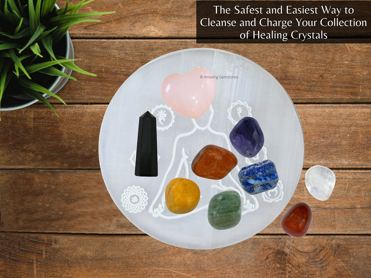 Amazing Gemstone Selenite Crystal Charging Plate for Crystals and Healing Stones, 4" Selenite Crystal Plate Engraved Buddha Coaster for Home, Office Table Decor (Selenite Round Disc)