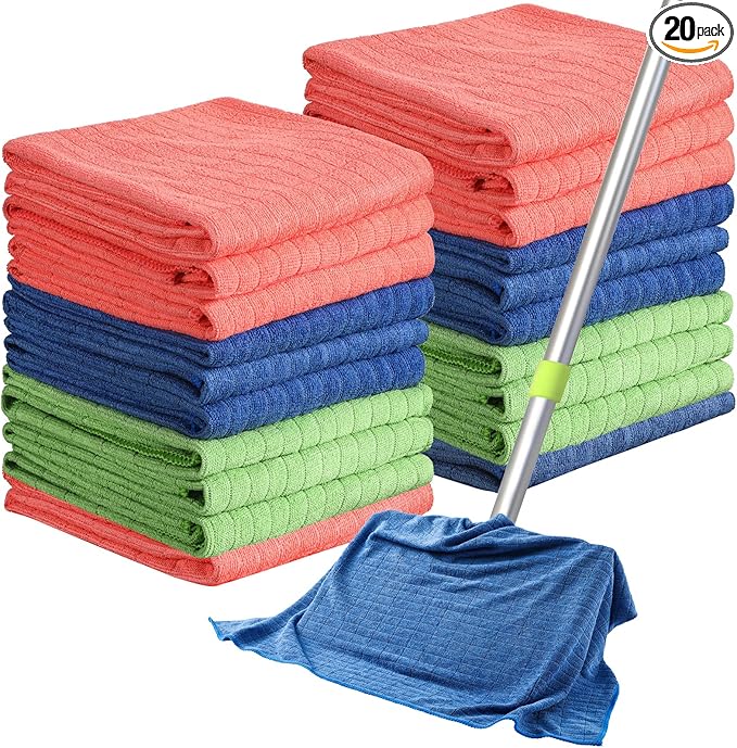 Nuanchu 20 Pieces Extra Large Microfiber Cleaning Cloth Rags Towels Bulk 20 x