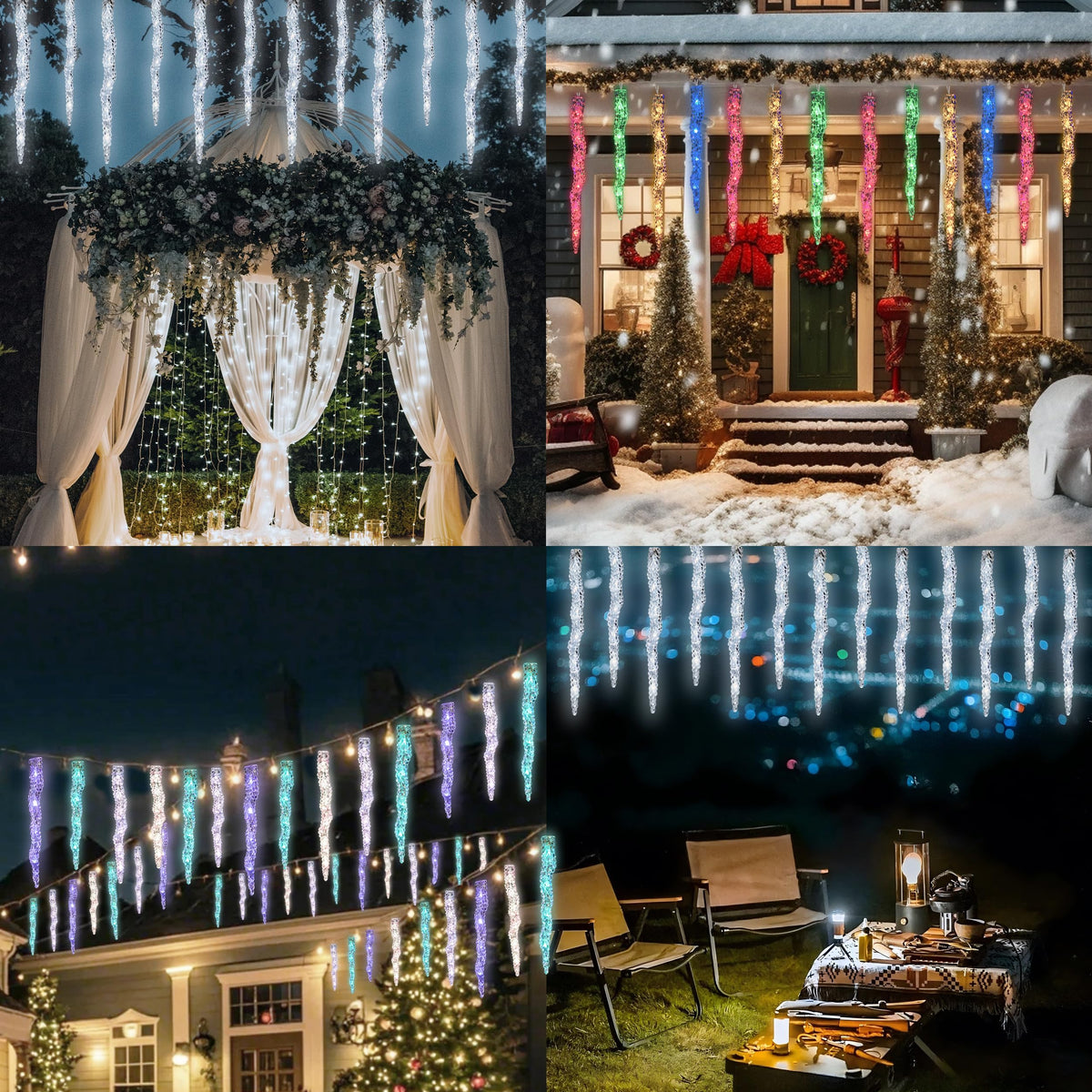 AWQ 21.7 FT Icicle Lights, 60 LED Twinkle Icicle String Lights with 12Tubes, Multicolour Christmas Light with 11 Modes, Timer & Memory Function for Indoor Outdoor Wedding Party Christmas Decor (12)