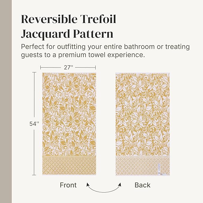 Modern Threads Trefoil Filigree 6-Piece 100% Cotton Towel Set – Reversible Yarn