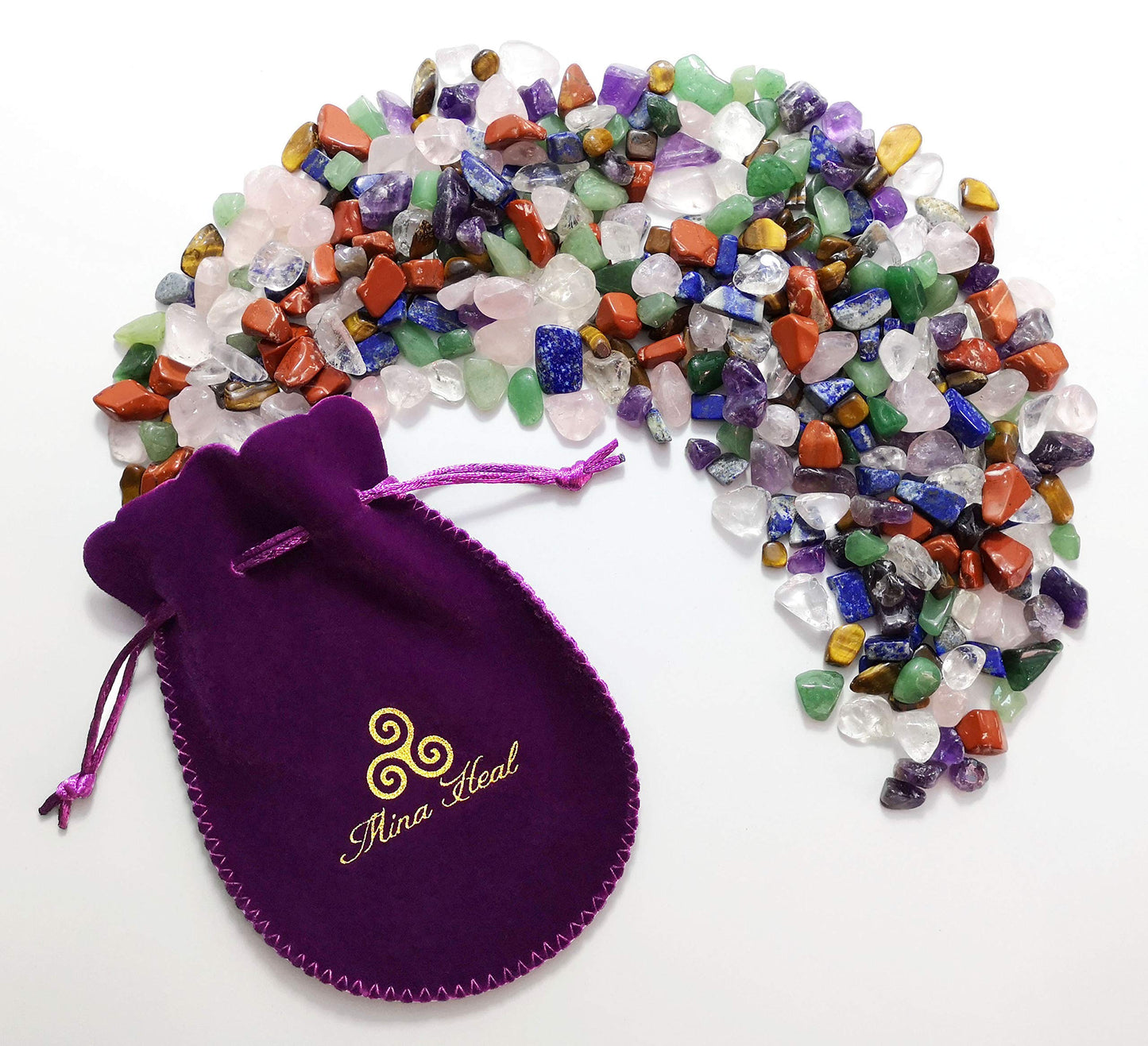 Mina Heal Chakra Stones Collection, Tumbled and Polished Natural Crystals, Mixed 7 Chakra Stones for Meditation, Energy Balance and Decorative Use (1Pound, 10-20mm)