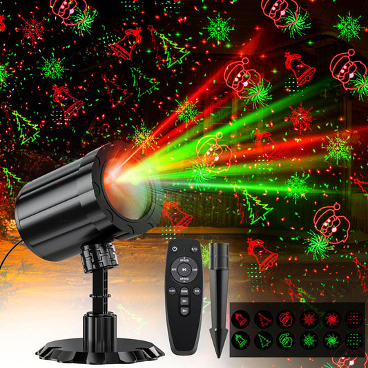 Christmas Projector Lights Outdoor, GUSODOR Red & Green Christmas Pattern Projector with Remote & Timer, IP65 Waterproof Landscape Lights for Indoor Outdoor Christmas Decorations