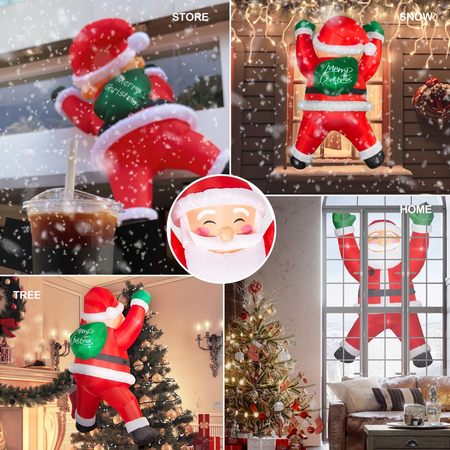 TwoBees 6FT Christmas Inflatables Outdoor Decorations Joy Hanging Santa Claus Gift Bag, Bright LED Lights Blow Up Giant Christmas Decor for Indoor Yard Outside Party Lawn Wall Porch Holiday