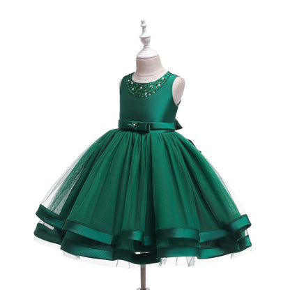 Glamulice Christmas Green Flower Girl Dress Ruffles Vintage Embroidered Lace Dresses Wedding Bridesmaid Birthday Party Gown Pageant Holiday Princess Prom Dance Kids Formal Dress Dark Green 5 6