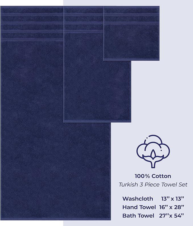 American Soft Linen Premium 3 Piece Towel Set, 1 Bath Towel 1 Hand Towel 1