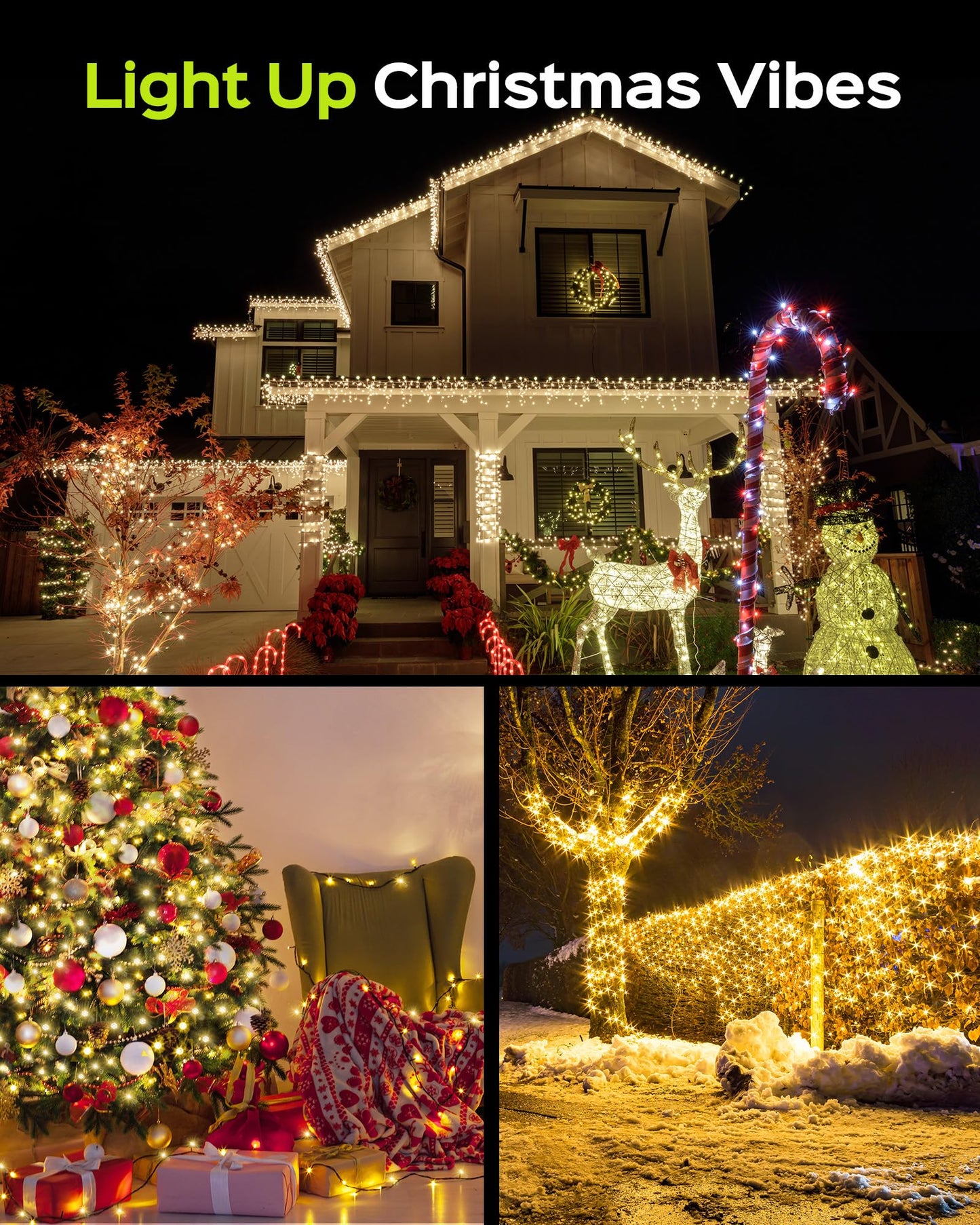 Super Long 500 LED 178FT Christmas Lights, Bright Bubble Led Christmas Tree Lights with 8 Modes & Memory, 2025 Upgraded Twinkle LED String Lights for Indoor Outdoor Xmas Party Decorations, Warm White