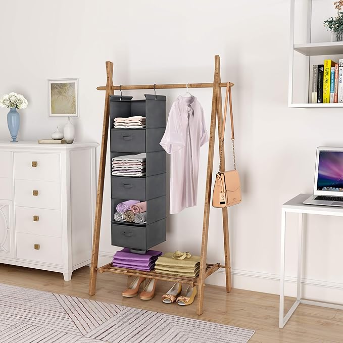 MAX Houser 6 Tier Shelf Hanging Closet Organizer, Closet Hanging Shelf