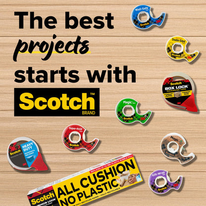 Scotch Gift Wrap Tape with Scotch Desktop Dispenser, 6 Rolls of 3/4" x 1000" Each Plus 1 Desktop Tape Dispenser, Great for Gift Wrapping