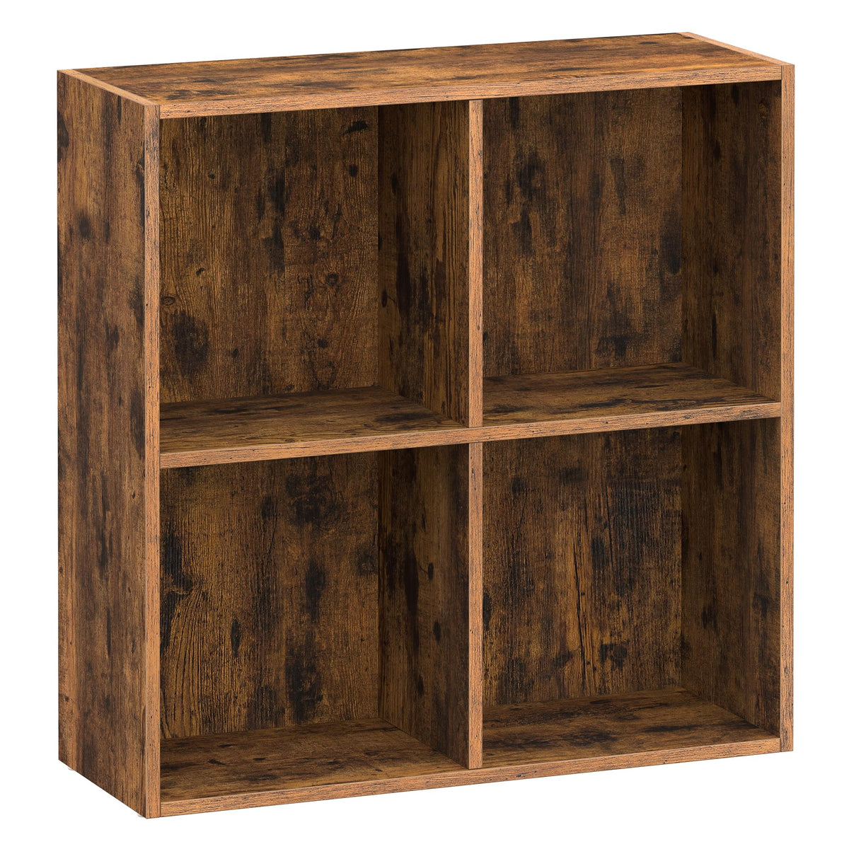VASAGLE Custos Collection - Bookshelf, Bookcase, Cube Shelf with 4 Compartments, 9.4 x 26 x 26 Inches, Storage Shelf, for Living Room, Home Office, Dining Room, Rustic Brown ULBC476K01