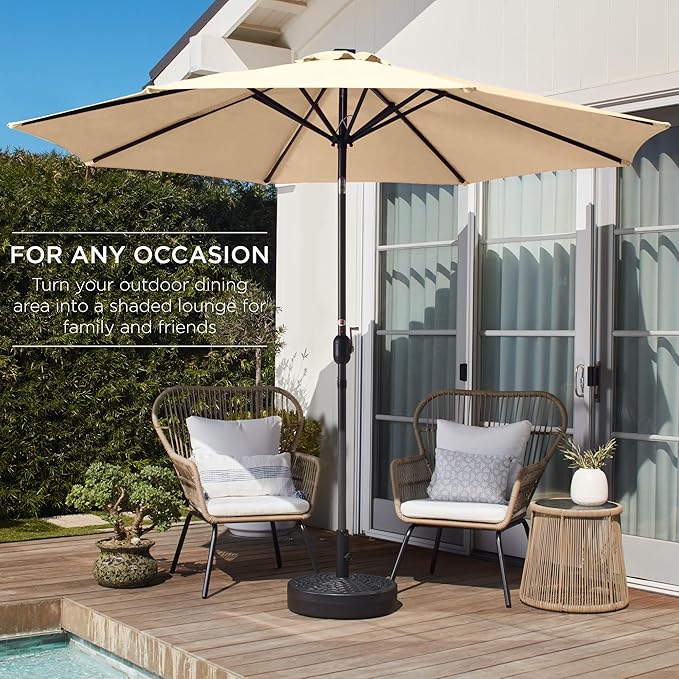 Best Choice Products 10ft Outdoor Table Compatible Steel Polyester Market Patio Umbrella w/Crank and Easy Push Button Tilt