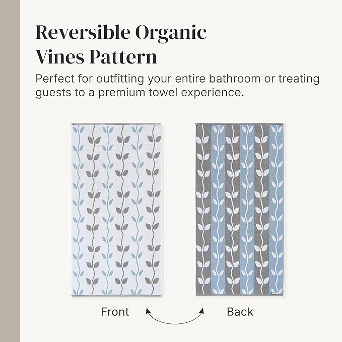 Modern Threads Organic Vines 6-Piece 100% Cotton Towel Set – Yarn Dyed Jacquard