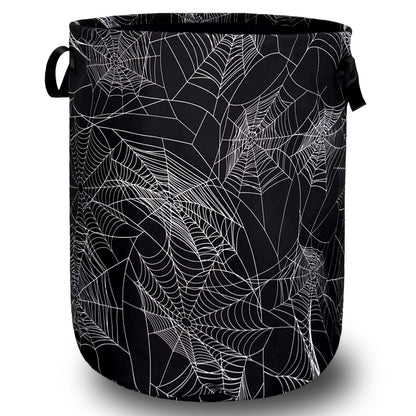 Spider Web Laundry Hamper Funny Halloween Laundry Basket With Handles Foldable Oxford Cloth Colorful Tote Bag Clothes Toy Storage Bucket 18.9" x 16.5" For Bathroom/Laundry/Bedroom