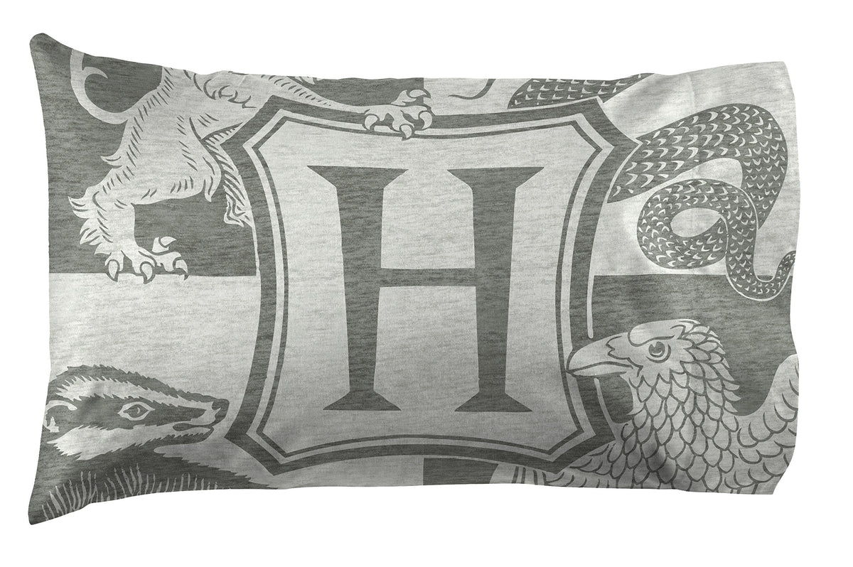 Jay Franco Kids Sheet Set with Fitted, Flat Sheets & Pillow Cover - Ultra-Soft Bedding with Pillowcase for Room Decor, Gray - Harry Potter, 3 Piece Twin