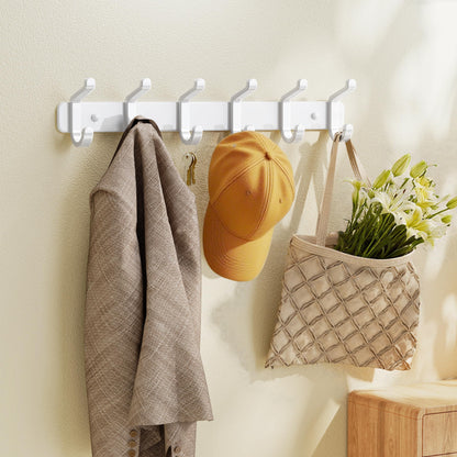 pickpiff Coat Rack Wall Mounted Heavy-Duty: Metal Coat Hanger 6 Hooks for Hanging Hat, Clothes, Robe, Keys, Backpack, Bathroom Towels, Jacket, Purse - Closet, Door, Entryway, Mudroom (White, 2 Pack)