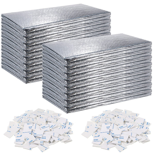 Gerrii 32 P Garage Door Insulation Kit Double Bubble Insulation Panels Reflective Aluminum Radiant Barrier Thermal Shield Winter Summer Barrier Sheets 100 Tape for Attic Garage Wall (24 x 48 Inch)