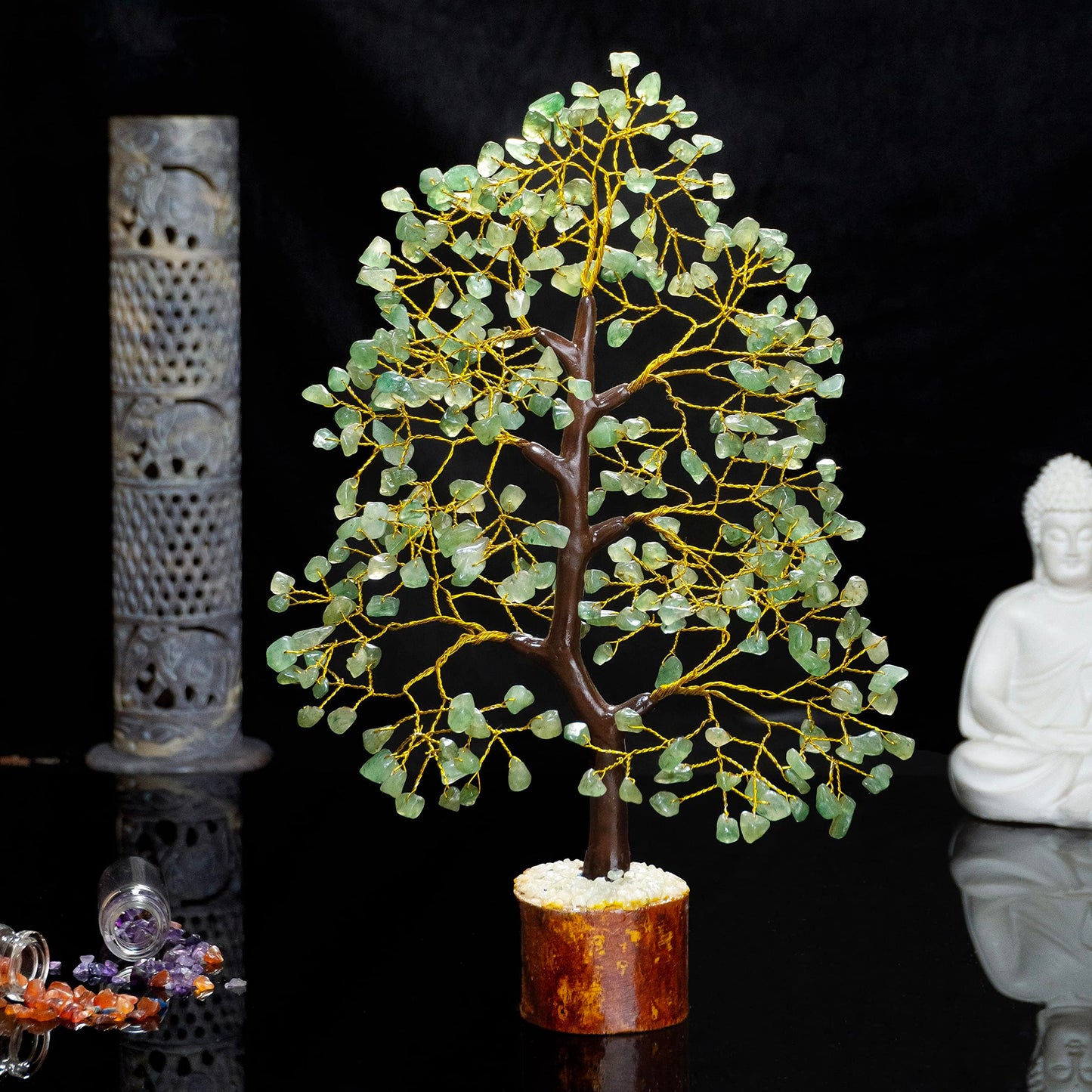 Crocon® Green Jade Crystal Tree of Life, Birthday Gifts for Women & Men, House Decor for Shelf Healing Crystals, Spiritual Gift Sage Green Decor, House Warming Gifts New Home, Present for Mom, Sister