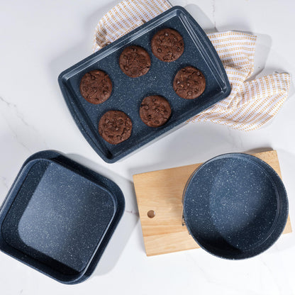 Russell Hobbs Nightfall Stone Baking Trays - Set of 2, 38cm Non-Stick Oven Tray, Lightweight, Oven Sheet for Biscuits, Cookies and Chips, Easy Clean, Durable Carbon Steel Bakeware, PFOA Free