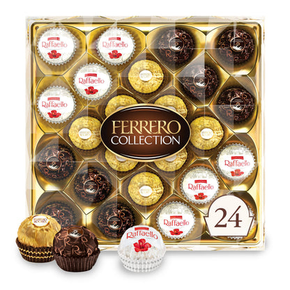 Ferrero Collection Gourmet Gift Box, 24 Assorted Confections with Hazelnut, Dark Chocolate and Coconut, 9.1 oz