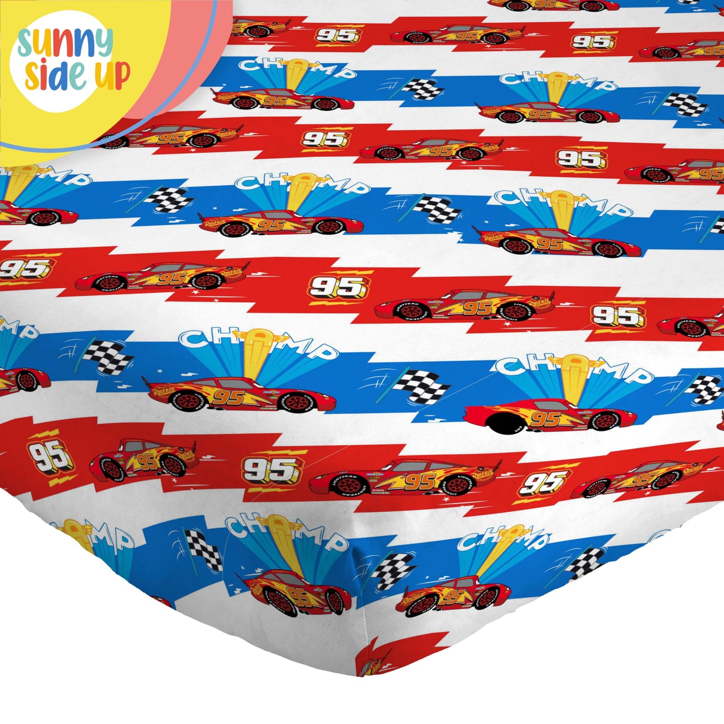 Sunny Side Up Disney Pixar Cars Lightning McQueen Twin Sheet Set - 3 Piece Kids Racecar Bedding Set Includes Pillow Cover - Super Soft Microfiber Sheets