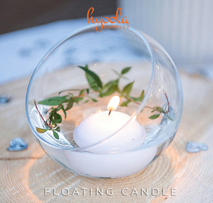 HYOOLA Premium White Floating Candles 1.75 Inch - 3 Hour - 20 Pack - European Made