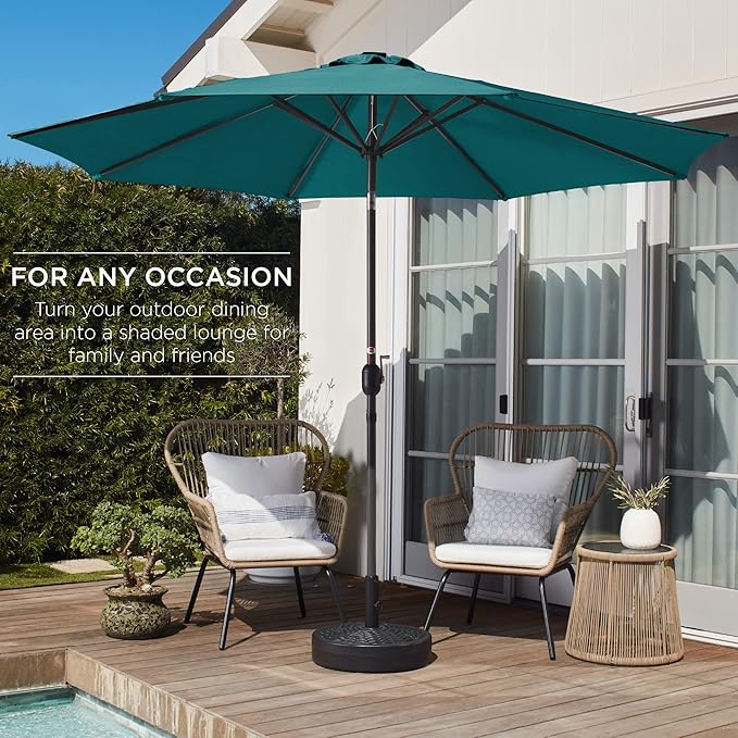 Best Choice Products 10ft Outdoor Table Compatible Steel Polyester Market Patio Umbrella w/Crank and Easy Push Button Tilt