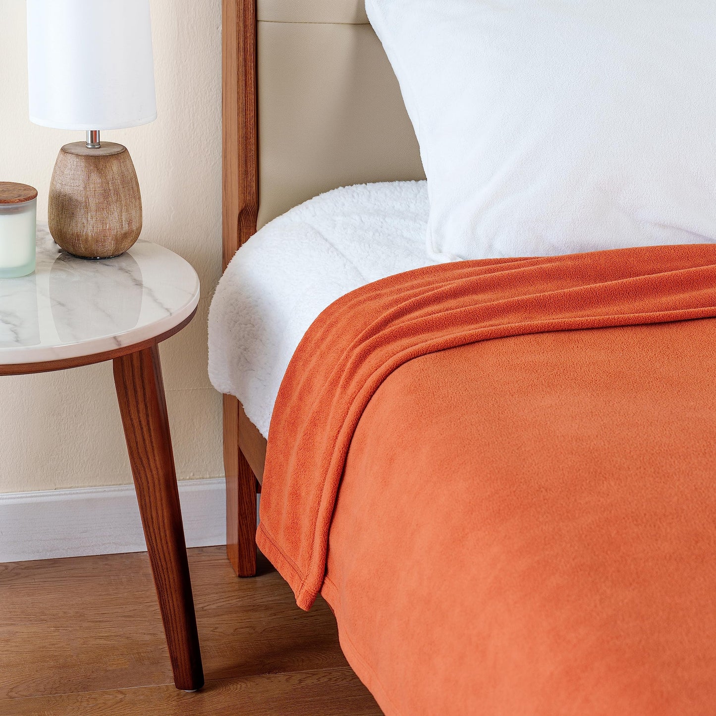 Berkshire Blanket Microfleece Twin Size Bed Blanket Amberglow Orange, Lightweight Soft Breathable Plush Micro Fleece Blanket for Bed Couch Sofa, 60x92 Inches