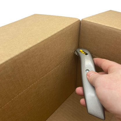Box Resizer Tool - Handheld Box Cutter with Preforated Scoring Wheel to Reduce Cardboard Shipping Box Size - BUNDLE with Sticker Label Remover to Reuse Boxes
