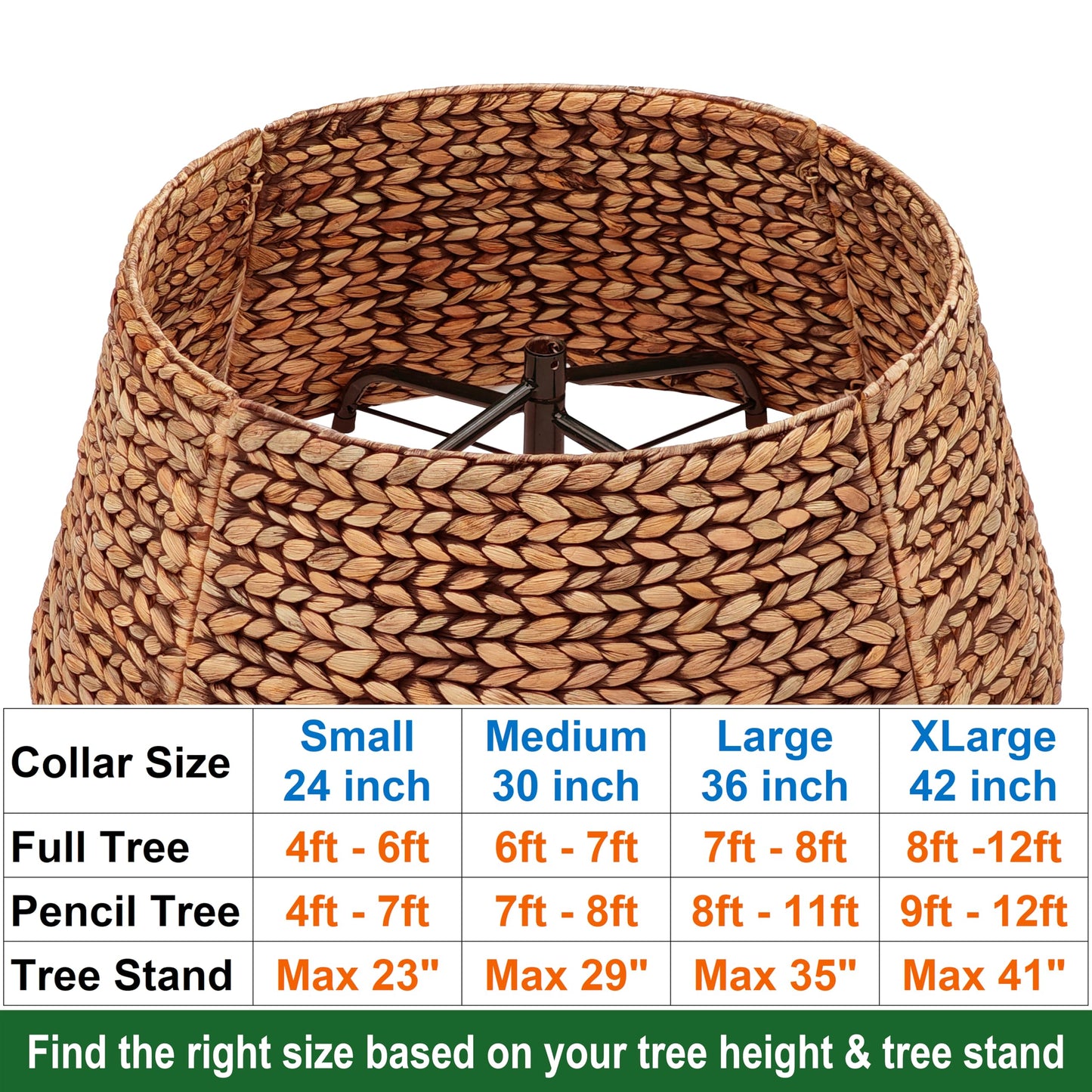 CENBOSS Rattan Christmas Tree Collar, Wicker Tree Skirt & Stand Base Cover (Brown Wash, 24 inch)
