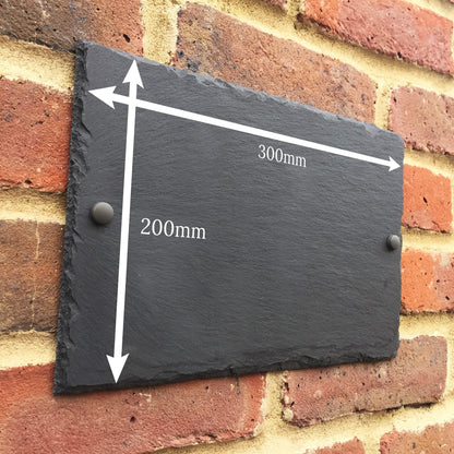 Bespoke Slate House Signs - Handmade Custom Door Number Wall Plaque with Rustic Black Farmhouse Design - Includes Screws & Fixings - Ideal for Home, Office, Gate, Porch - 200x300mm