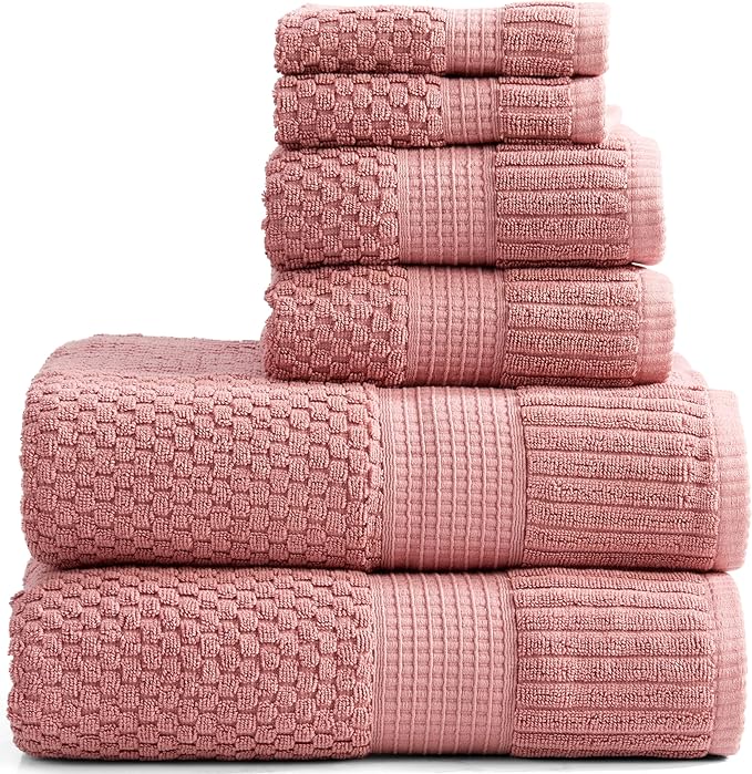 NY Loft 100% Cotton Towel Set 6 Piece | Super Soft & Absorbent Quick-Dry 2 Bath