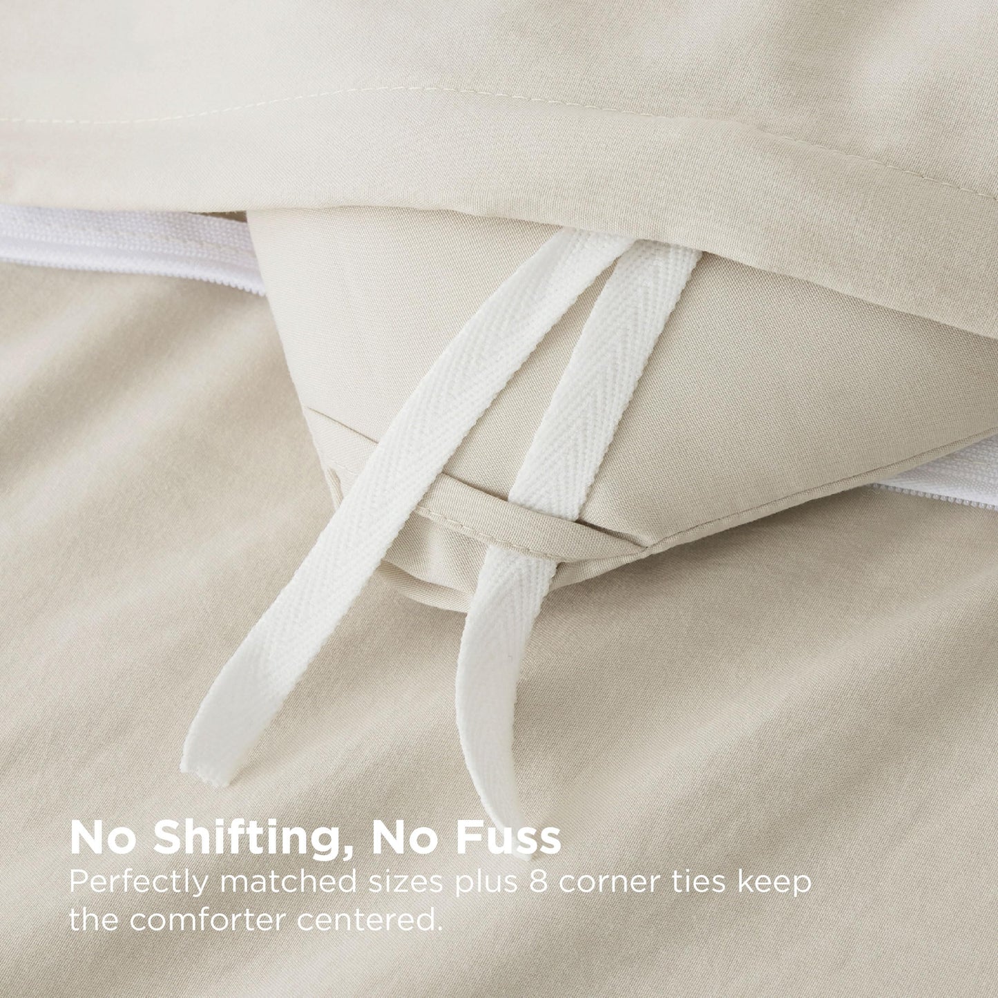 Bedsure Removable Cover with Comforter Duvet Insert King - 4 Pieces Beige Prewashed Soft Bedding Set for All Seasons Use, Includes 1 Duvet Cover, 1 Comforter, 2 Pillow Shams