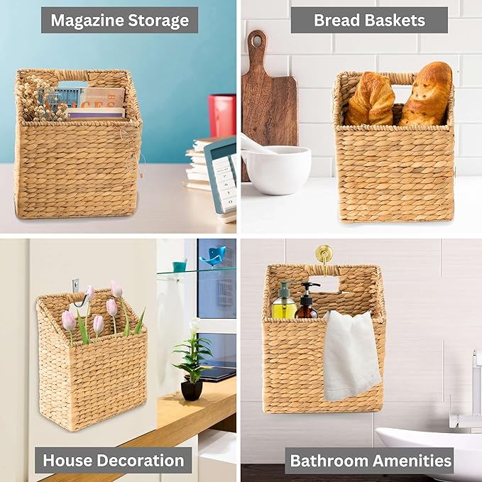 KOLWOVEN Wicker Hanging Storage Baskets, Mail Baskets