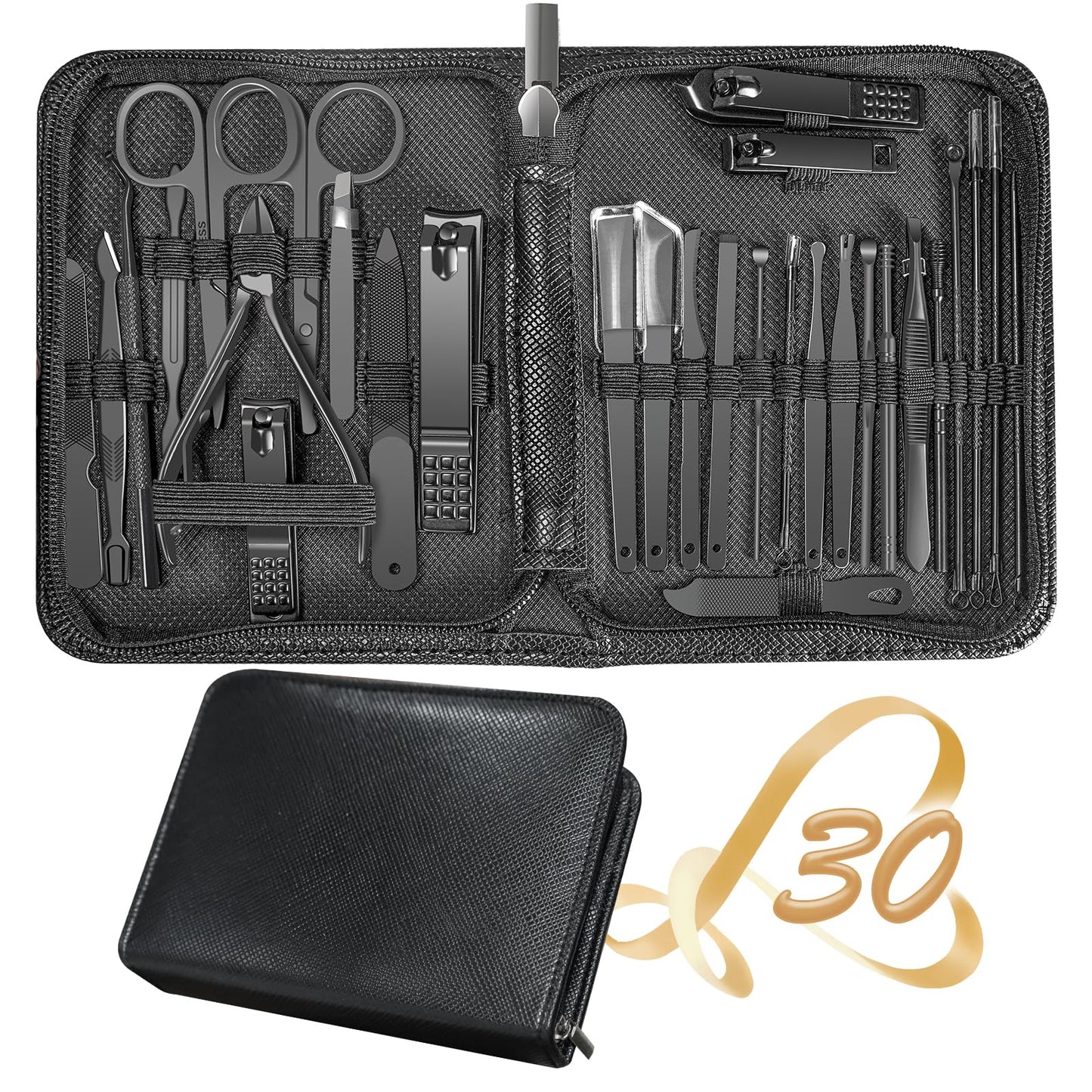 Manicure Set 30 in 1 Nail Clipper set, REDFLOW nail clippers, fingernail & toenail clippers, Manicure Tools, pedicure tools, Suitable for Travel Manicure Kit, Nail Set Kit With Everything Profe