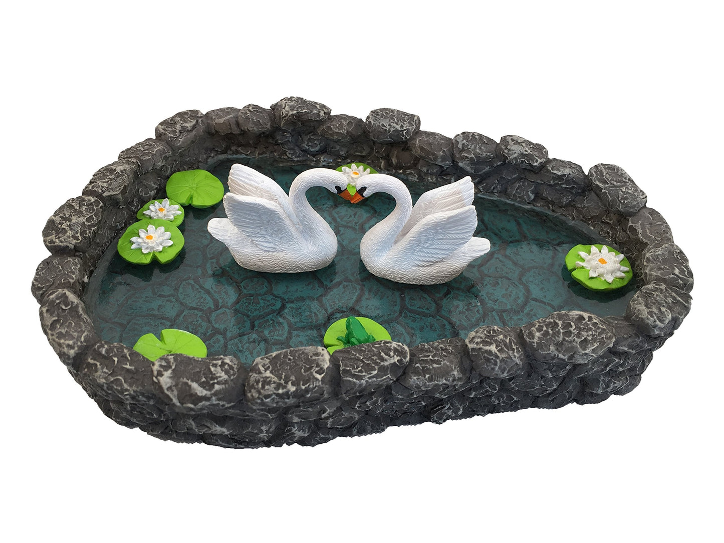 GlitZGlam Miniature Swan Pond - Love is in the Air! A Miniature Swan Pond for Miniature Fairy Garden and Miniature Garden Accessories