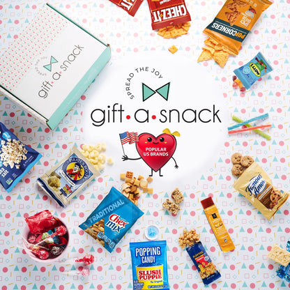 Gift A Snack - Mothers Day Treats, Snack Box Variety Pack Care Package + Greeting Card (40 Count) Birthday Sweet Treats Gift Basket, Candies Chips Crackers Bars Office Food Assortments & Variety Gifts