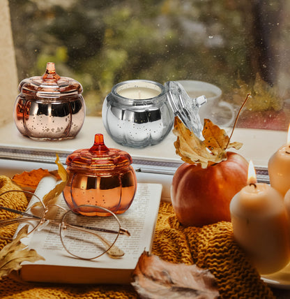 Pumpkin Shaped Candle, Fall Farmhouse Decoration, Autumn Pumpkin Spice Scented Set, Thanksgiving Candle Gift(3 x 4.5oz)