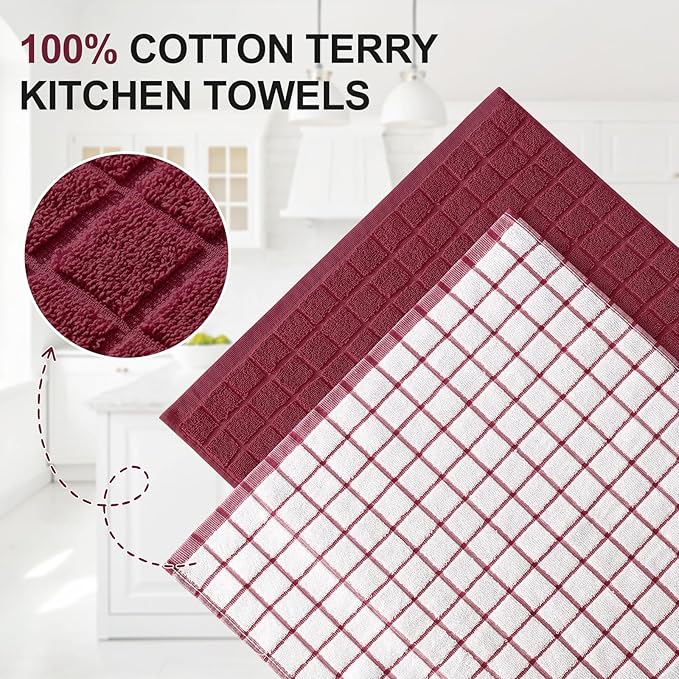 Homaxy Premium Cotton Kitchen Towels 16"x 28", Large Natural Ring Spun 390 GSM