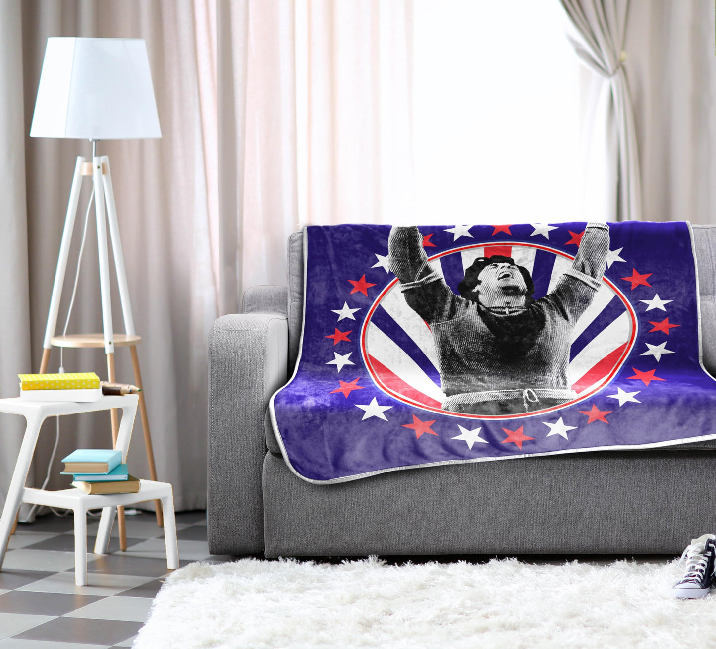 Jay Franco Plush Throw Blanket – Soft & Cozy Fleece Throw for Bedroom & Couch Décor, Official Licensed Product, Blue - Rocky & Creed, 46x60 - Throw Blanket