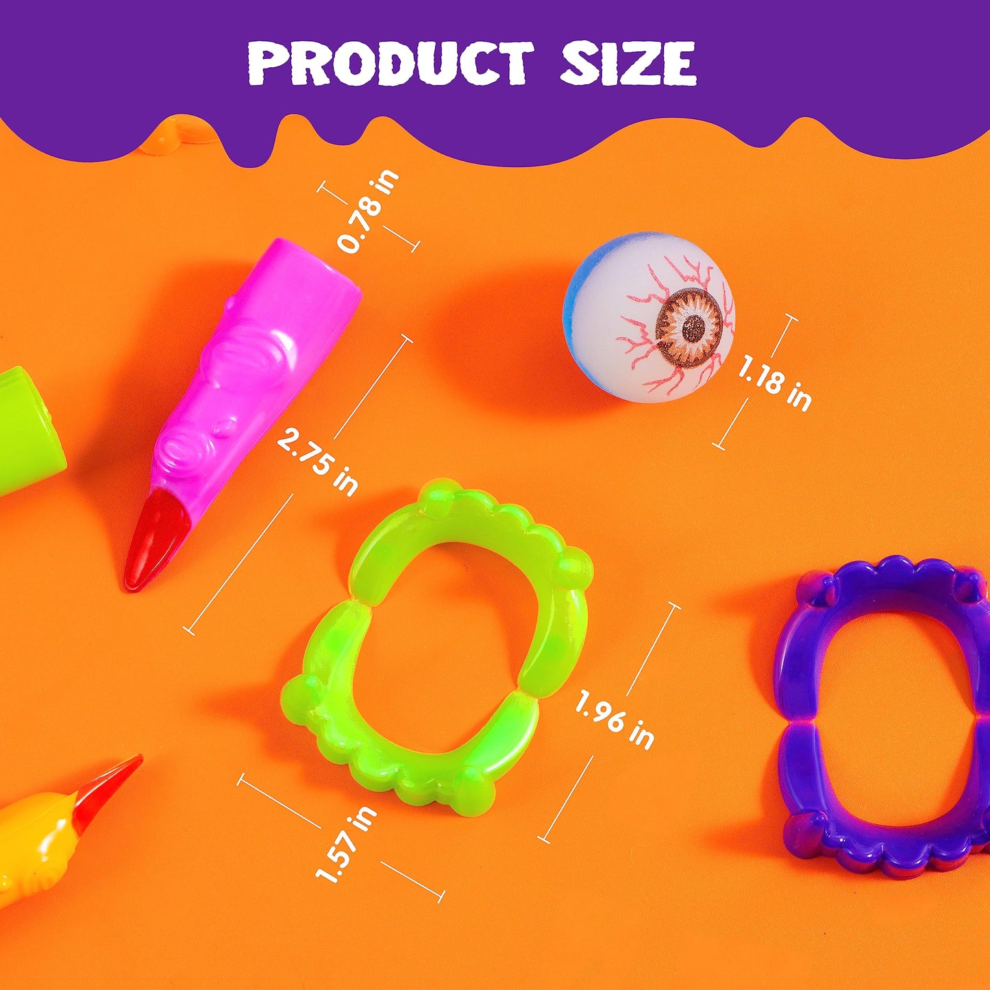 JOYIN 72 PCS Halloween Party Favors Game Toy Gifts-Scary Eyeballs, Witch Fingers and Vampire Teeth Set for Kids Child Trick or Treat Party Supplies, Gift Exchange, Halloween Carnival Game Prizes