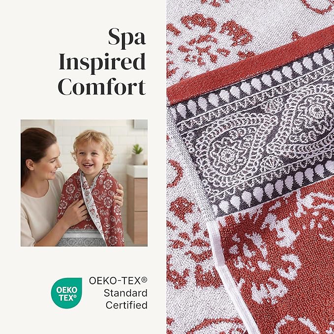 Modern Threads Ophelia 6-Piece 100% Cotton Towel Set – Reversible Yarn Dyed