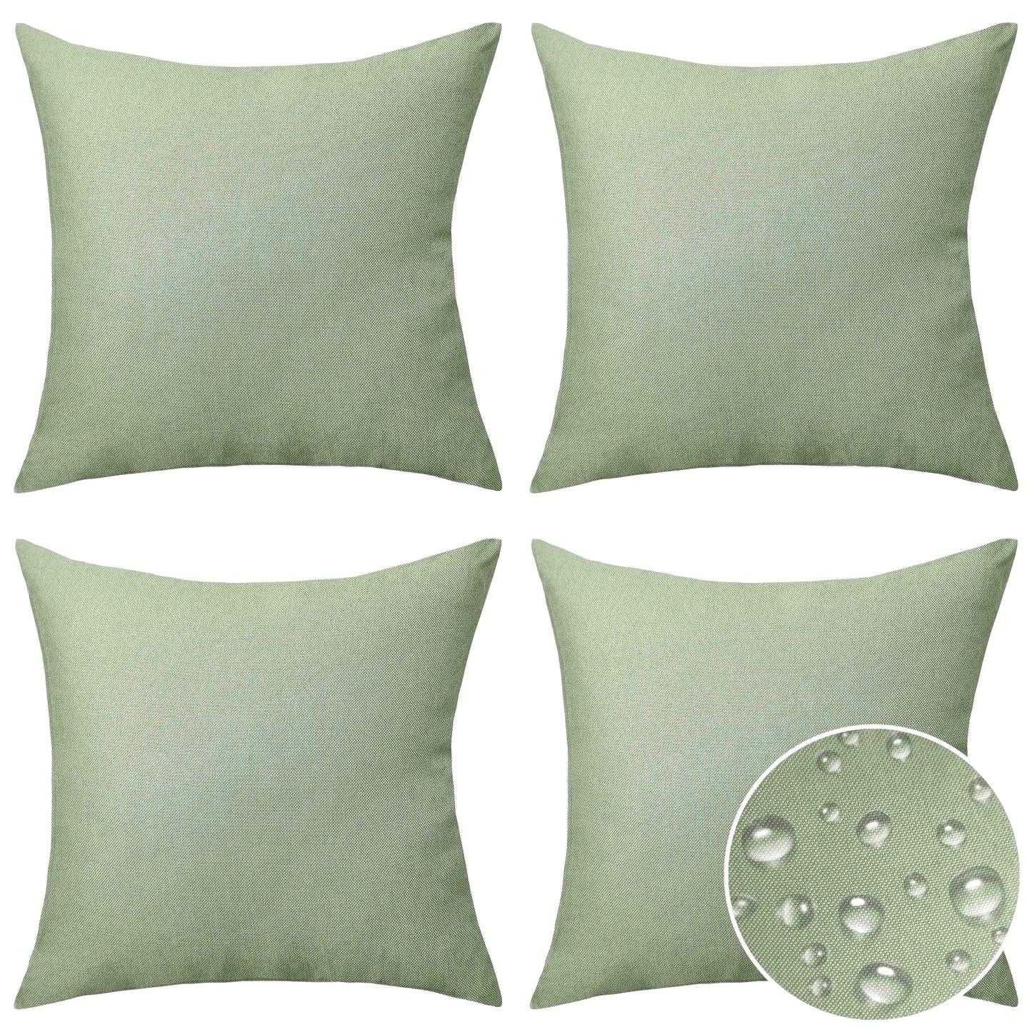 Home Brilliant Sage Green Cushion Covers 45 x 45 for Garden Furniture, Decorative Outdoor Cushions Covers Waterproof, 18x18 inches, Pack of 4, Sage Green
