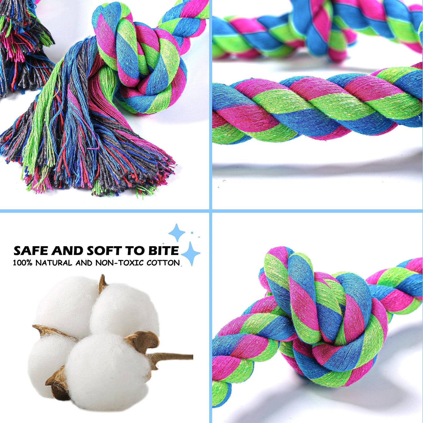 Aitmexcn Dog Rope Toys for Large Medium Breed Chewers – 37 Inch 5 Knots Indestructible Dog Chew Toys, Tough Tug of War Rope for Teeth Cleaning, Interactive Play