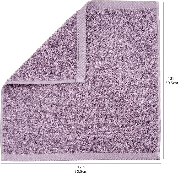Amazon Basics washcloth for Bathroom, 100% Cotton Extra Absorbent, Fast Drying