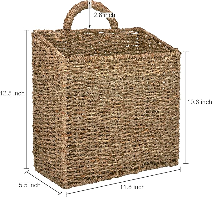 MyGift Wall Basket Hanging Storage Basket, Large Decorative Baskets, Magazine