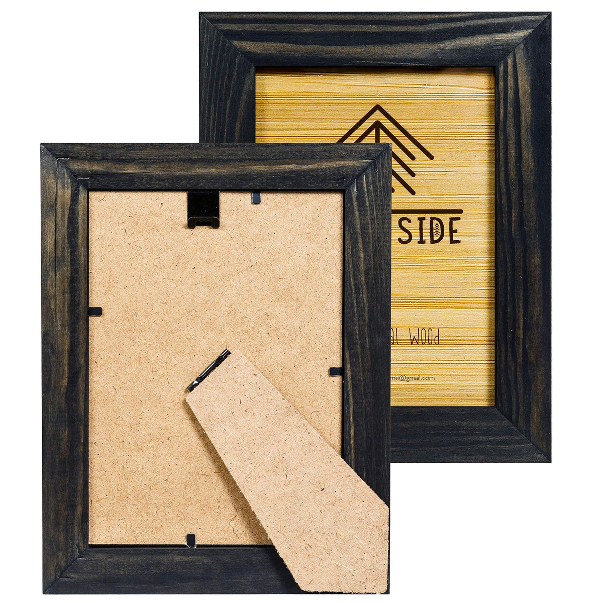 8.5 x 11 Wooden Rustic Picture Frames - Set of 2 for Diploma Documents and Certificates Wall Mount and Tabletop - Natural Wood Photo Frame - Charcoal