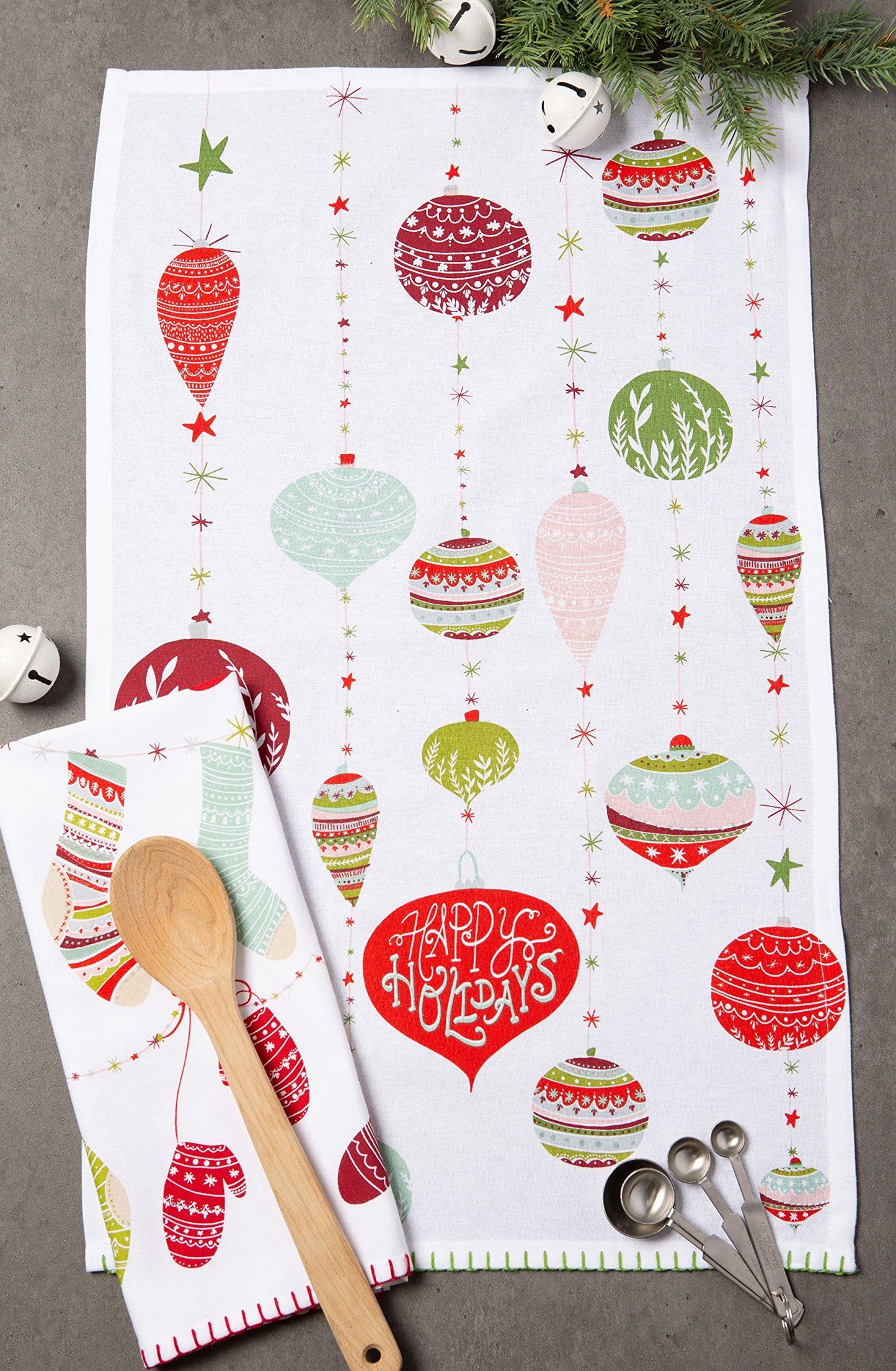 DII Holiday Dish Towels Christmas Kitchen Décor, 18x28, Holiday Trimmings, 2 Piece